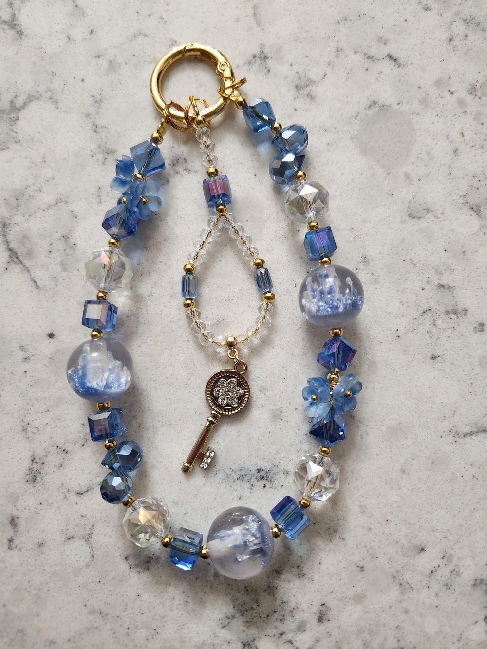 Blue Beaded With Keychain